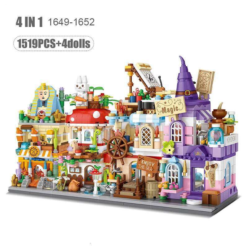 Mini Building Blocks City Street Mushroom Magic House 3D Castle Assembly Model Decoration Children's Educational Toys Gift Z260306