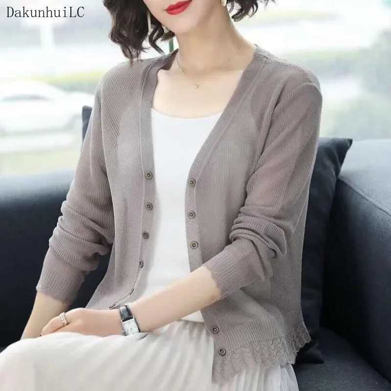 New 2023 Autumn Summer Cardigan Women Hollow Out Shawl Knitted Sweater Female Cardigans Women Thin Jacket Coat Ladies Tops M260306