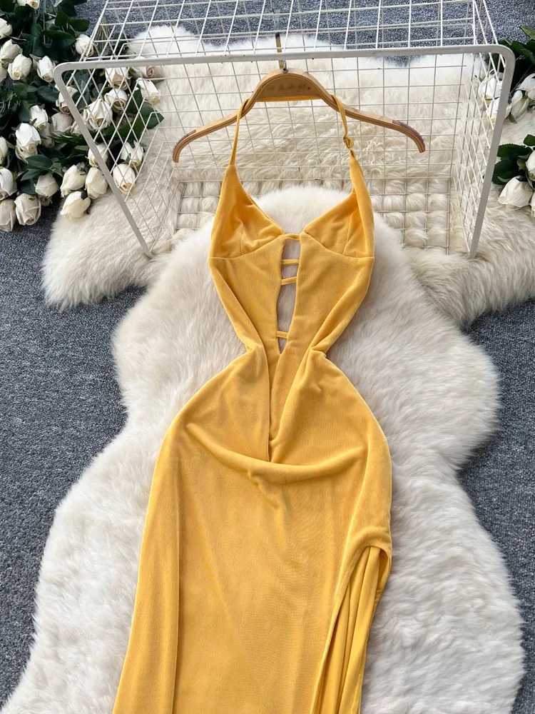 French Womens Dress 2025 Summer Slit Camisole Dress Summer Womens Long Dress X260306