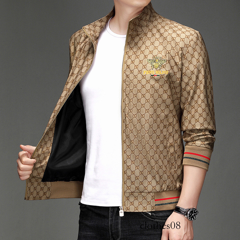European style trendy men's with bee embroidery, youth baseball collar embroidered oversized jacket