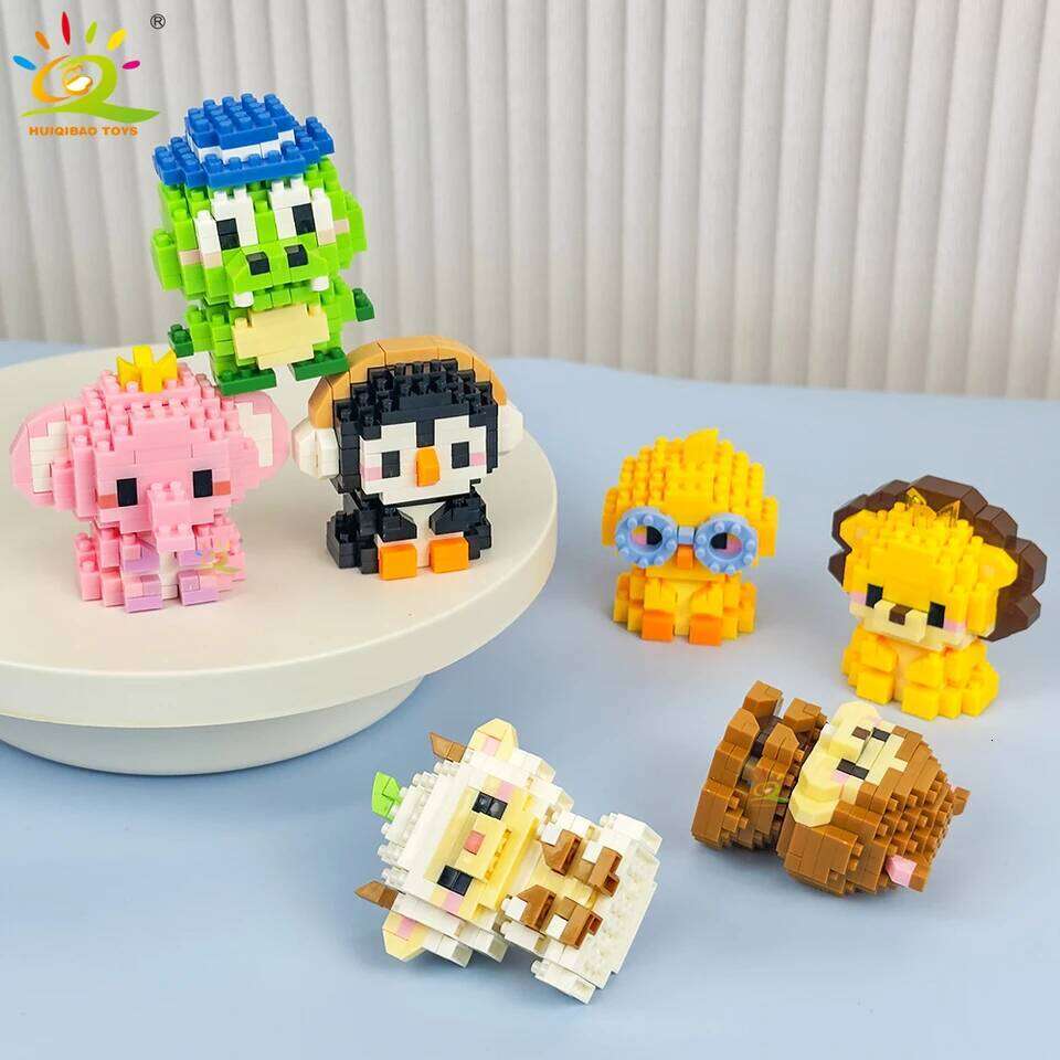 HUIQIBAO Mini Cute Anima Micro Building Blocks 3D Diamond Model LION Bricks DIY City Construction Toys for Children Kids Gift Z260306