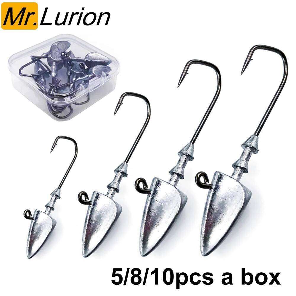 MrLurion 3.5g 5g 7g 10g 14g 20g Fishing Rigging jig head , soft worm grub lure bait hook fishing tackle set S260305