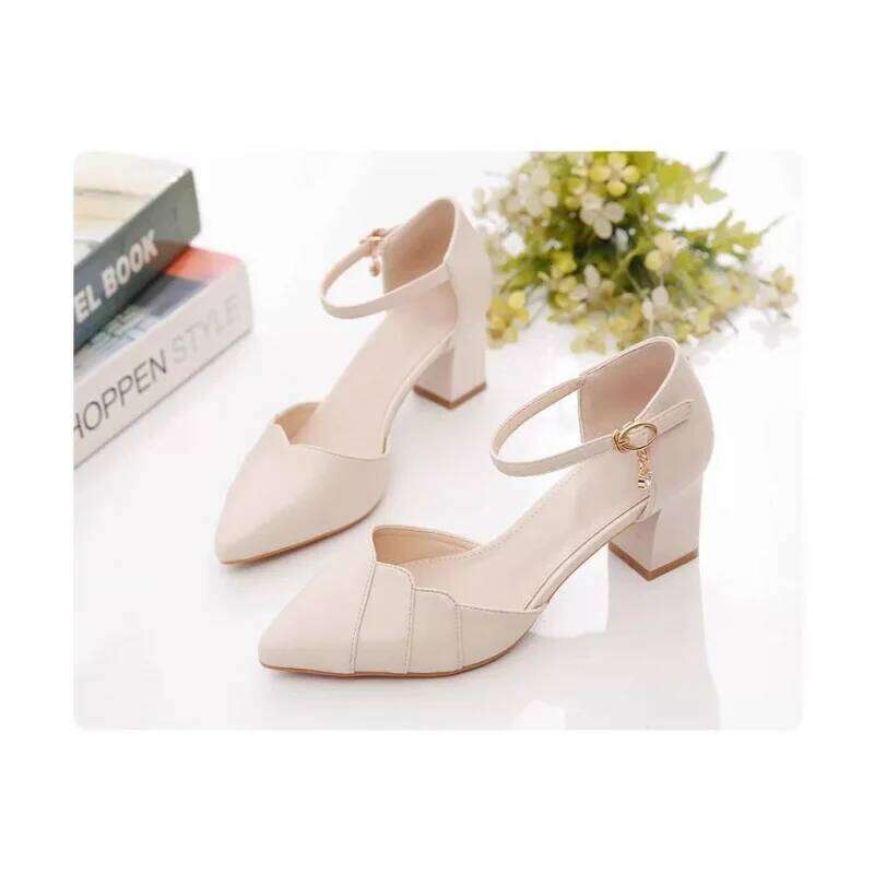 2026 Spring Summer Women's Block Heel Sandals Fashion Closed Toe Ankle Strap Pumps | Versatile Party Evening High Heels