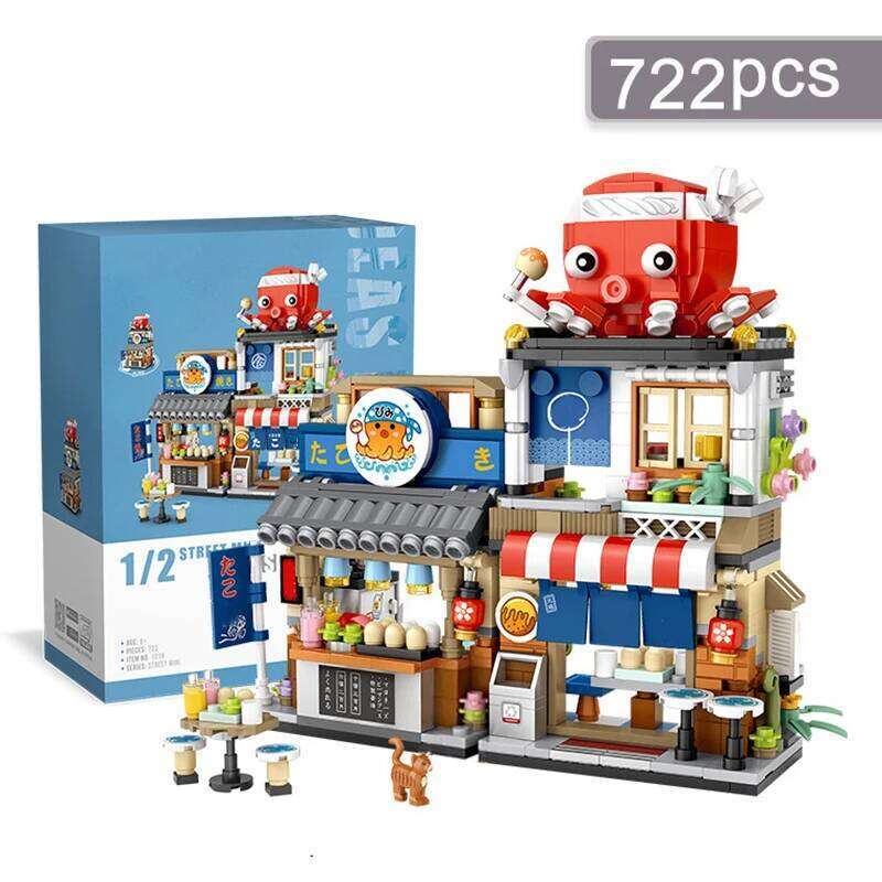 Mini Blocks City Street Takoyaki Restaurant Building Model Assembly Bricks Children's Educational Toys Gifts Z260306