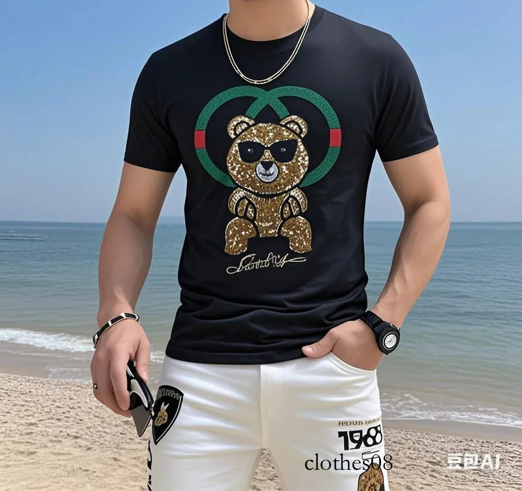 Fashion Anime Men's Rhinestones Dress T-shirt S-6XL Cotton Streetwear Hip Hop Design for Drop Shipping