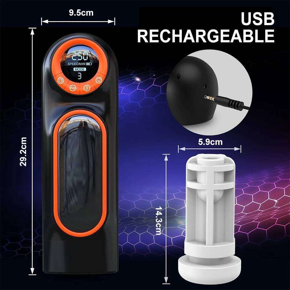 Electric Telescopic Sucking Vibration LCD With Hands-free Penis Exercise Device Male Masturbation Plane Cup Adult Products W260305