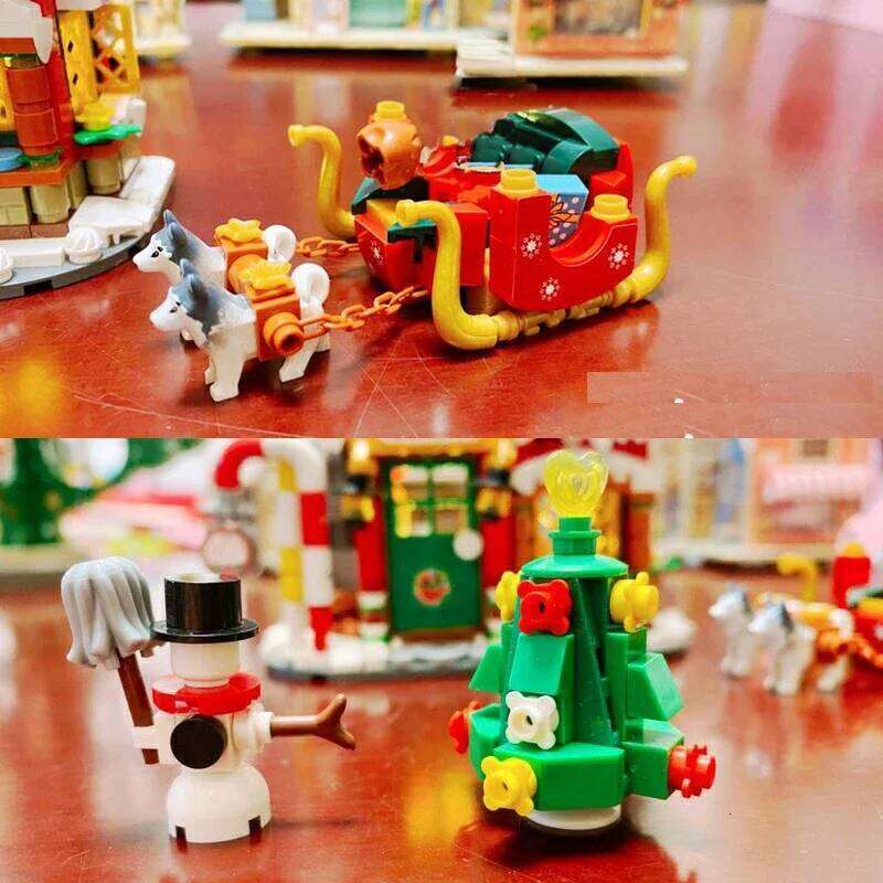 Creative Christmas Model Building Block Set DIY City Street View House Assembly Ornaments Children's Toys Holiday Gifts Z260306