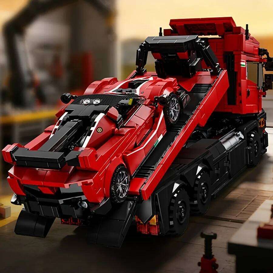 1728pcs Classic RV And Matching Sports Car Combo Trailer Building Blocks MOC Model Set, Boys' educational Toy Birthday Gift Z260305