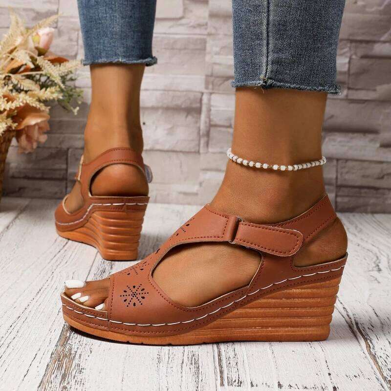 2025 Summer New Fashion Slope High Heel Sandals Elegant Casual Women's Shoes