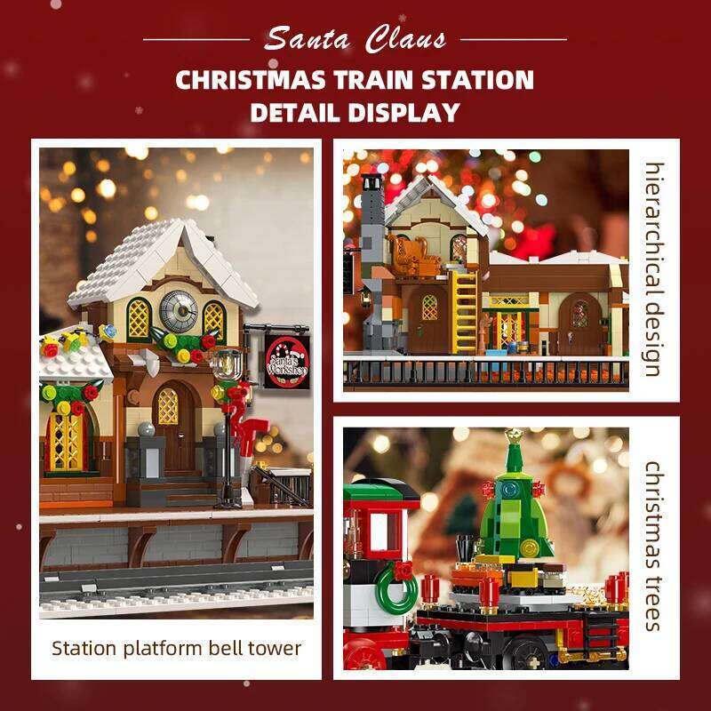 Creative Christmas Building Block The Motorized Winter Holiday Assembly Decoration Kids Train Model Gifts for Boys Z260305