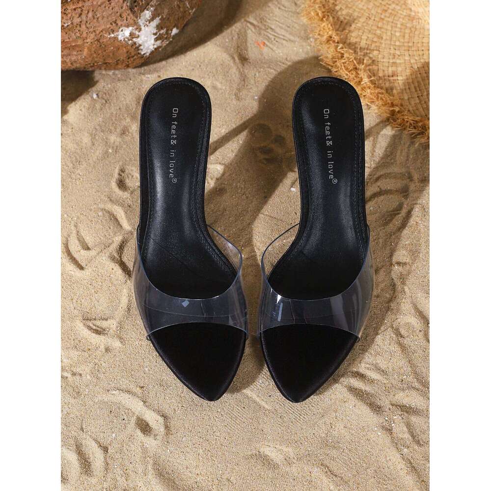 Women's fashionable, elegant, comfortable, simple and versatile high heels, peep-toebreathable slip-on stilettos.