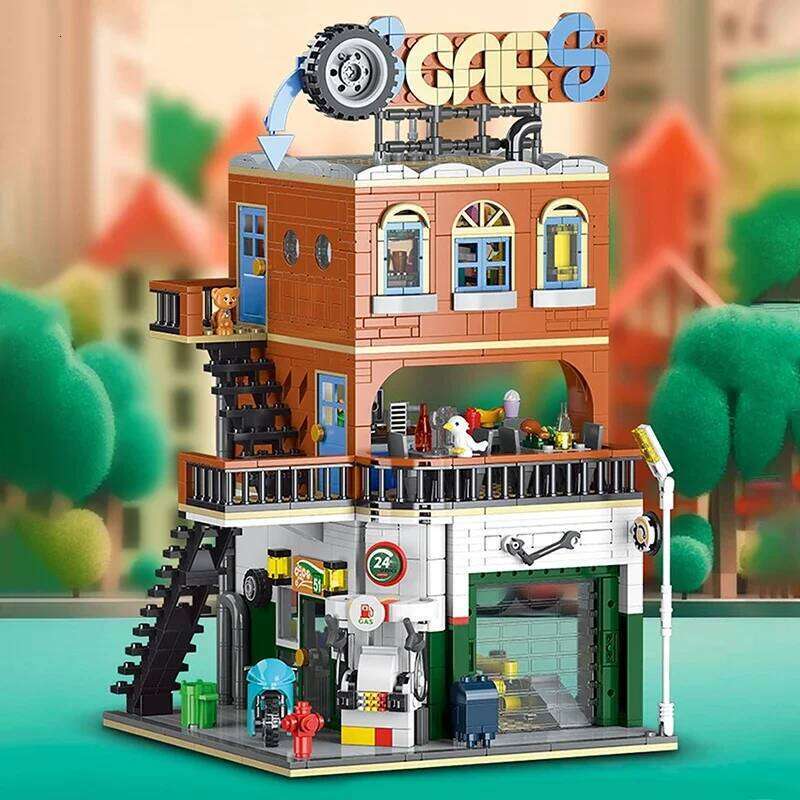 1637PCS Cities Repair Shop Building Blocks Classic City Street View Model Bricks Desktop Decoration Toys For Kids Holiday Gifts Z260305