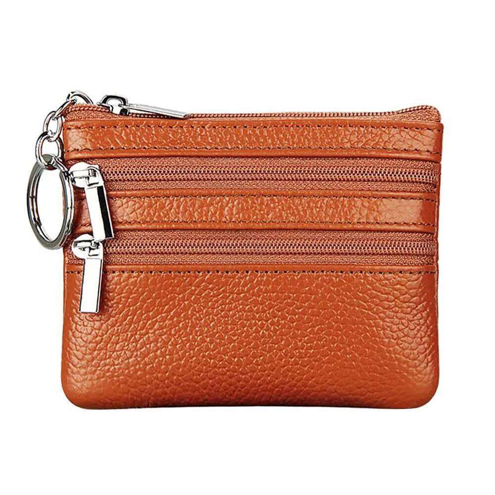 Portable PU Leather Coin Waterproof with Key Ring Wallet Money Bag Wear-resistant Zipper Pocket Purse Women C260304