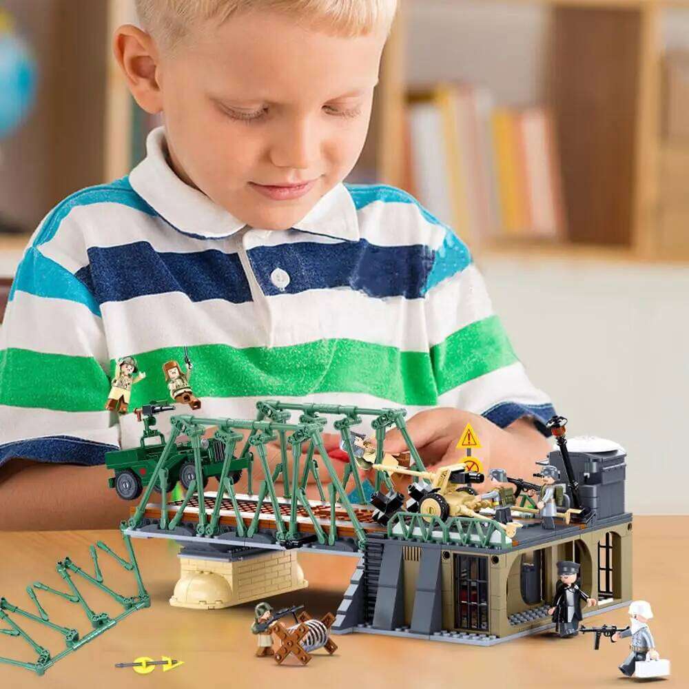769PCS WW2 Battle Of Budapest Bridge Scene Building Blocks Classic War View Model Bricks Set With Figures Children DIY Toy Gift Z260305