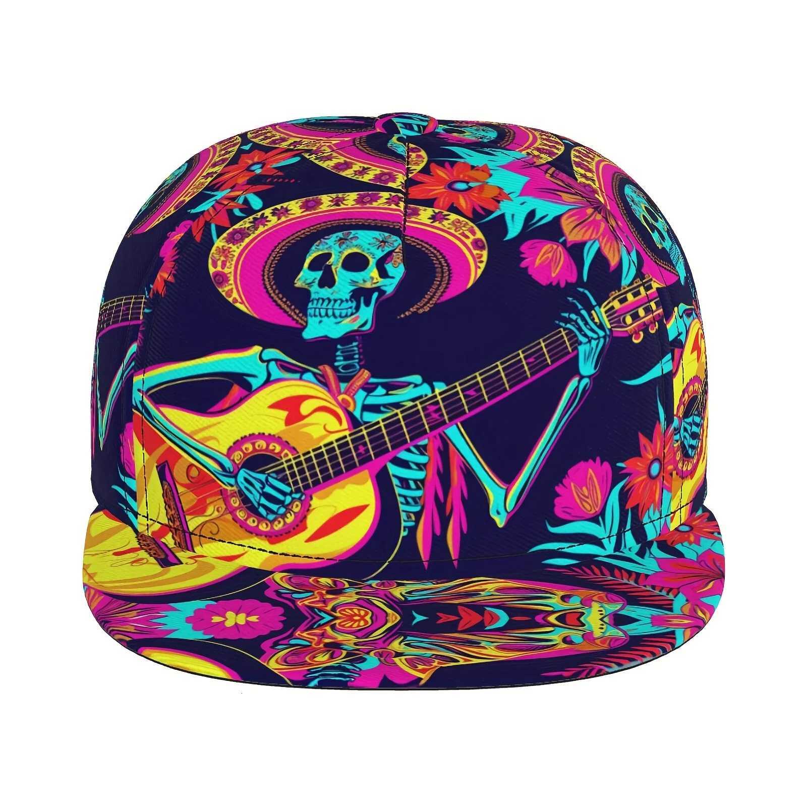 Breathable Polyester Skeleton Guitarist Cap Adjustable Breathable Polyester Skeleton Guitarist Snapback Baseball Cap S260306