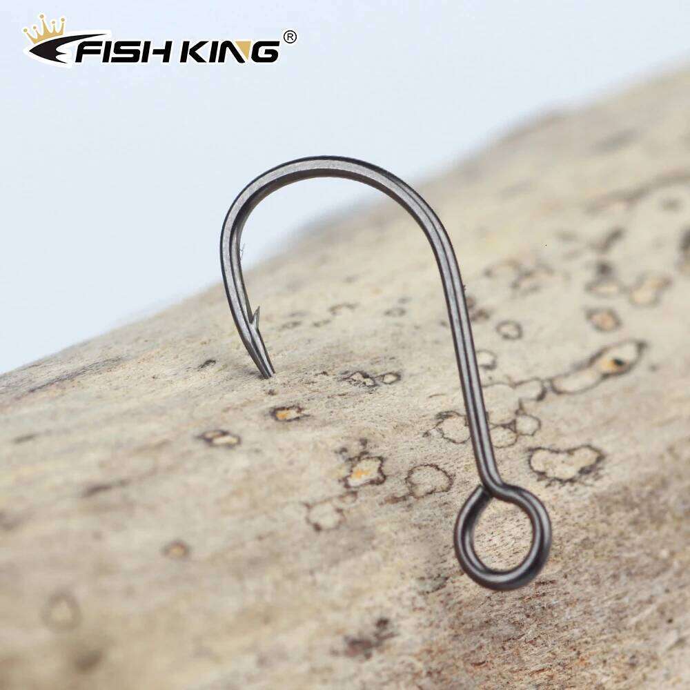 FISH KING 20pcs fishing Crank Hook Barbed Fishhook Fishing Tackle Big Eye Sharp High Carbon Steel Single hooks Carp Accessories S260305
