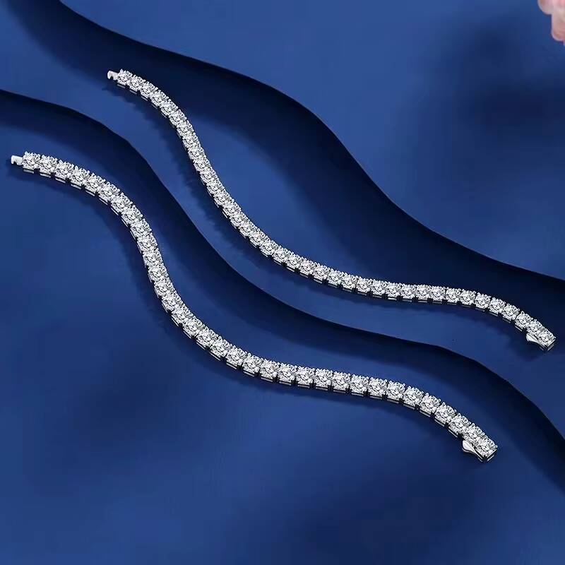 65mm White Gold 925 Sterling Silver VVS Moissanite Diamond Cuban Link Chain Bracelet Iced Out Mossanite Jewelry for Men Women