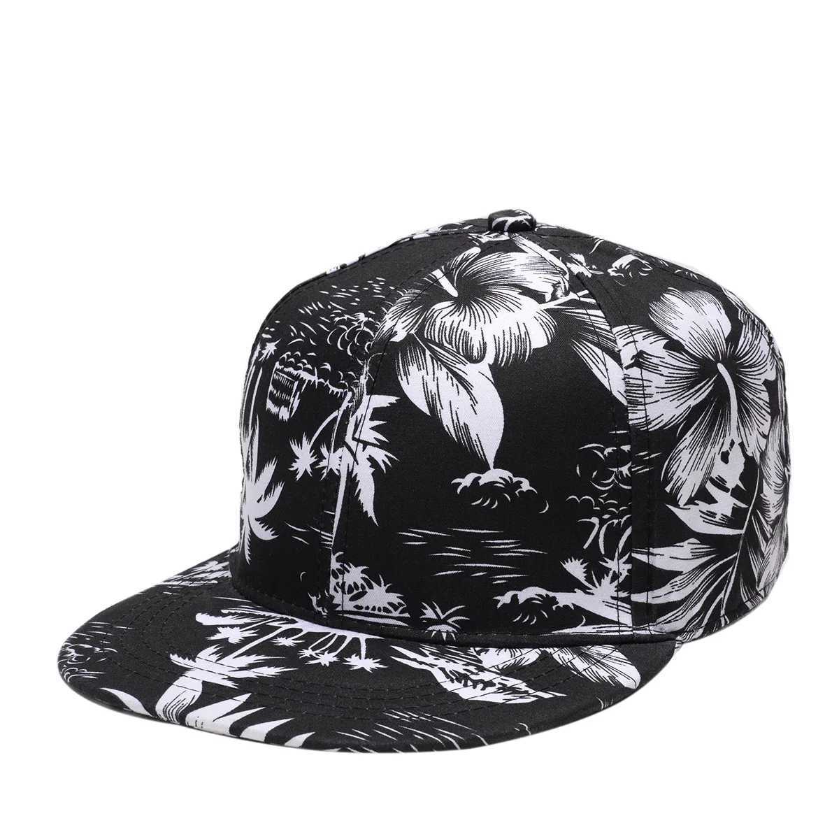 VACIGODEN Womens Floral Hip-Hop Hat Fashion Flat Brim Gorras Girls Street Snapback Pineapple Flowers Print Outdoor Baseball Cap S260306
