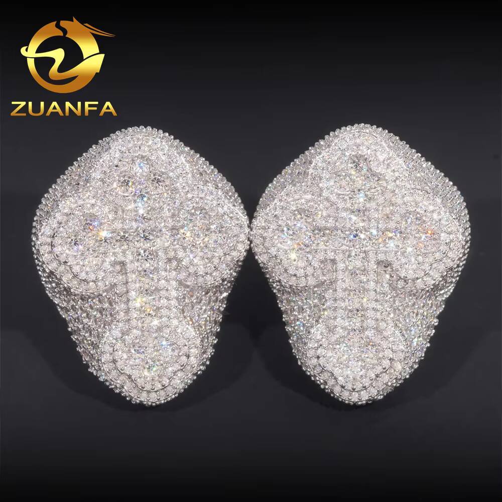 Hot Selling Moissanite Men Diamond Rings 925 Sterling Silver Ice Out Ring Cross Moissanite Hip Hop Ring