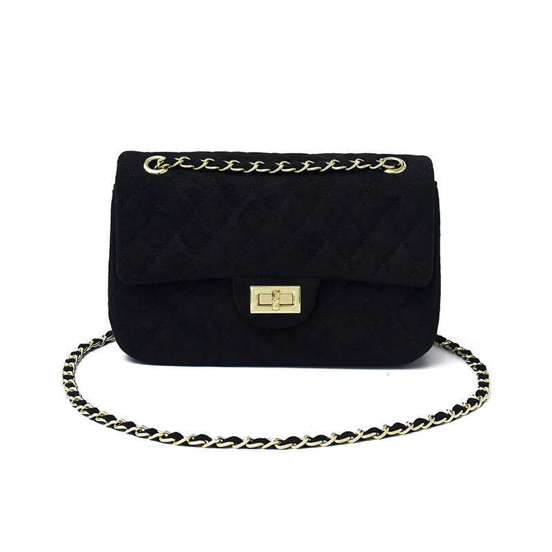 Elegant Simple Quilted Chain For Women, New Trendy Crossbody Bag, Velvet Versatile Lock Buckle Shoulder Bag