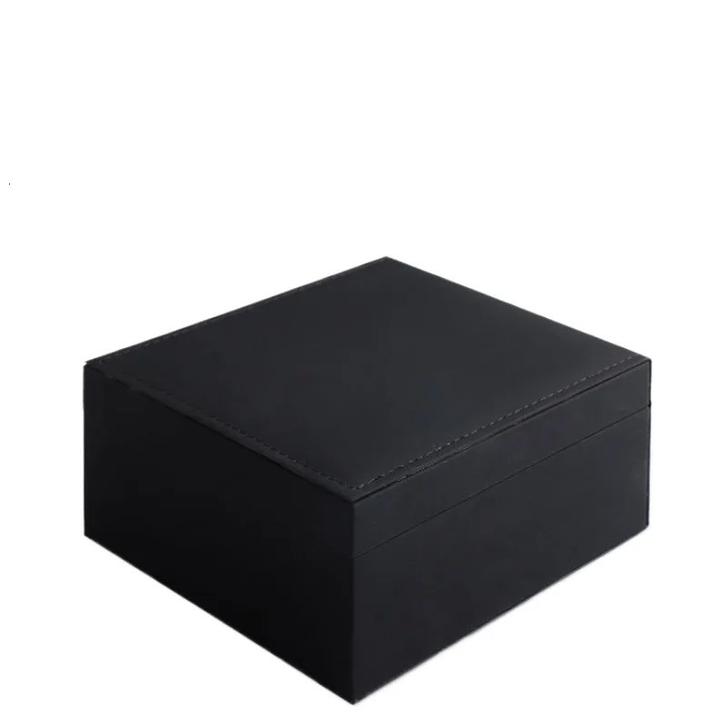 Black Watch Case Box with Strap and Adjuster Tool Slot PU Leather Flip Black Watch Jewelry Packaging Box Free Customization 260304