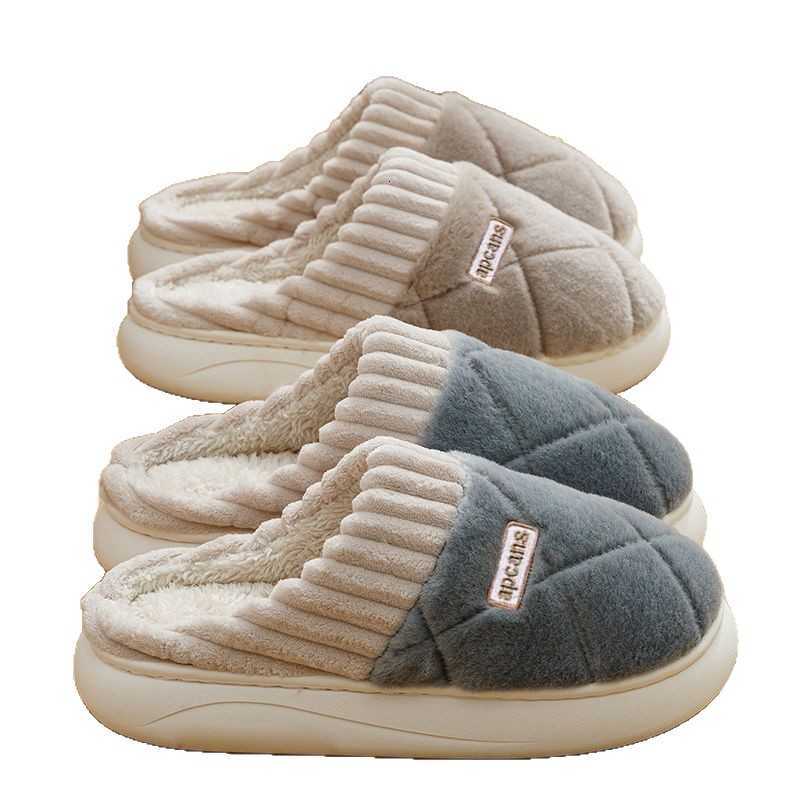 Womens Cotton Slippers Autumn Winter 2025 New Indoor Home Soft Sole Non-Slip Warm Plush Couple Cotton Slippers S260305
