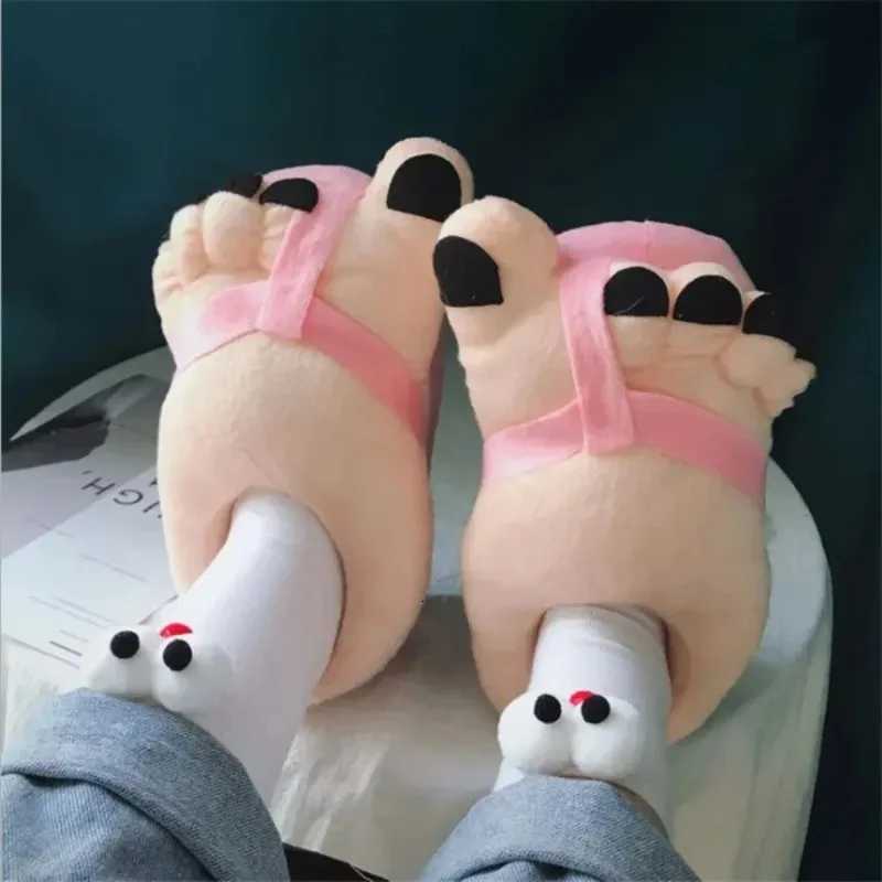 Creative Couples Slippers Funny Winter Big Feet Soft Warm Cotton House Slides Home Gift Idea S260305