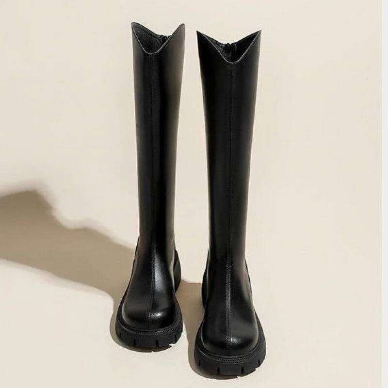 2025 New Women's Knee-High Boots with Chunky Heel Platform - Fashionable, Versatile Choice for Autumn & Winter Trends