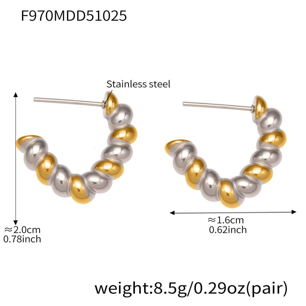 French Minimalist Twisted C-Shaped Hoop European and American INS Style Versatile Personality Earrings for Women