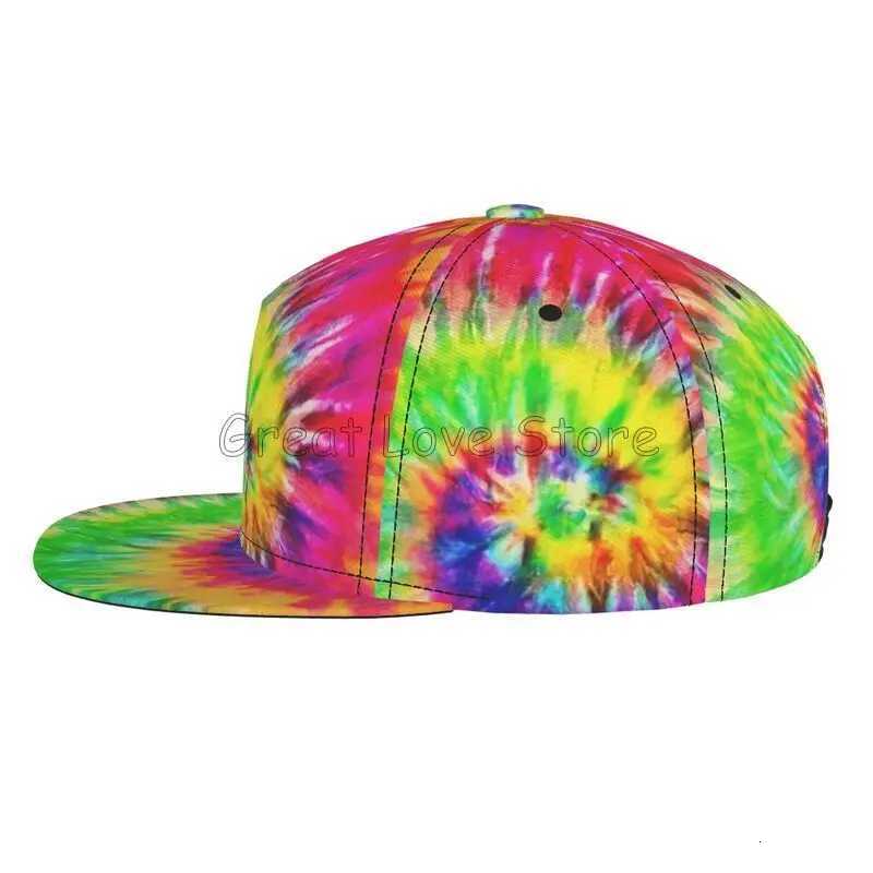 Baseball Cap Men Women - Rainbow Tie Dye Adjustable 3D Printed Snapback Flat Bill Hip Hop Hat S260306