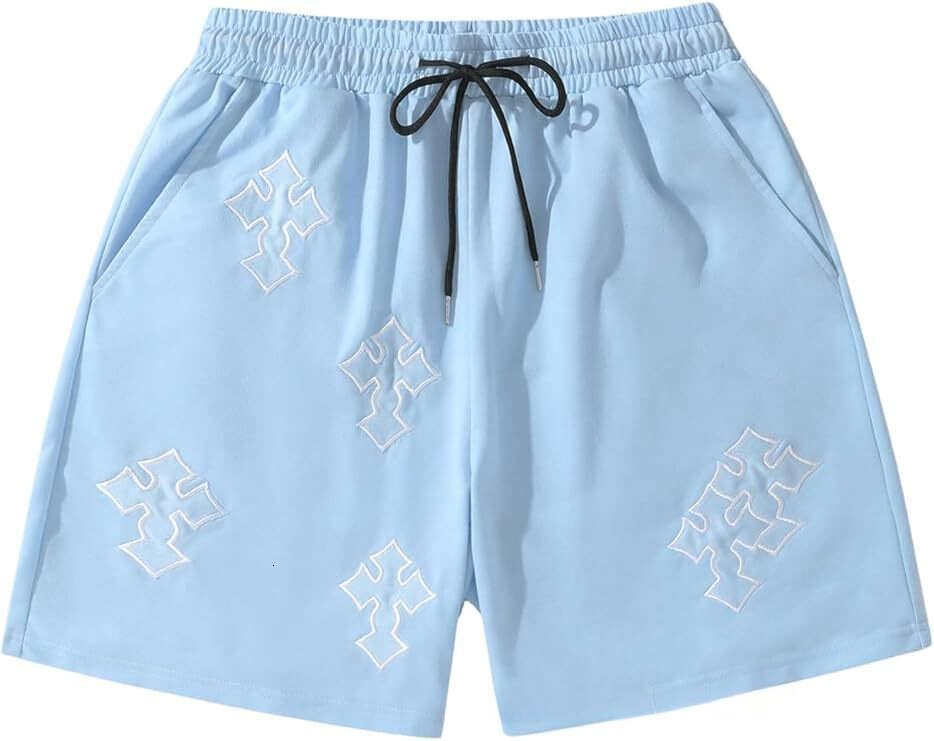 New trendy brand cross-print sports 3D printed, high street style, loose fit, unisex casual shorts, beach shorts for men