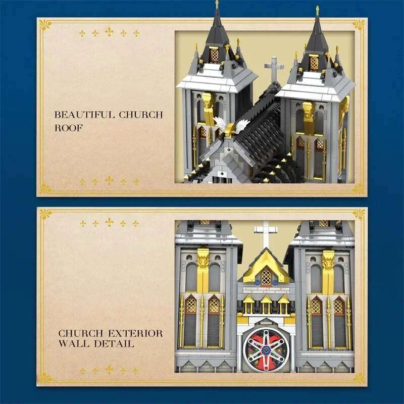 3468PCS Medieval Church Blocks European Street View Building MOC Bricks Model Desktop Decoration Toys For Children Gift Z260306