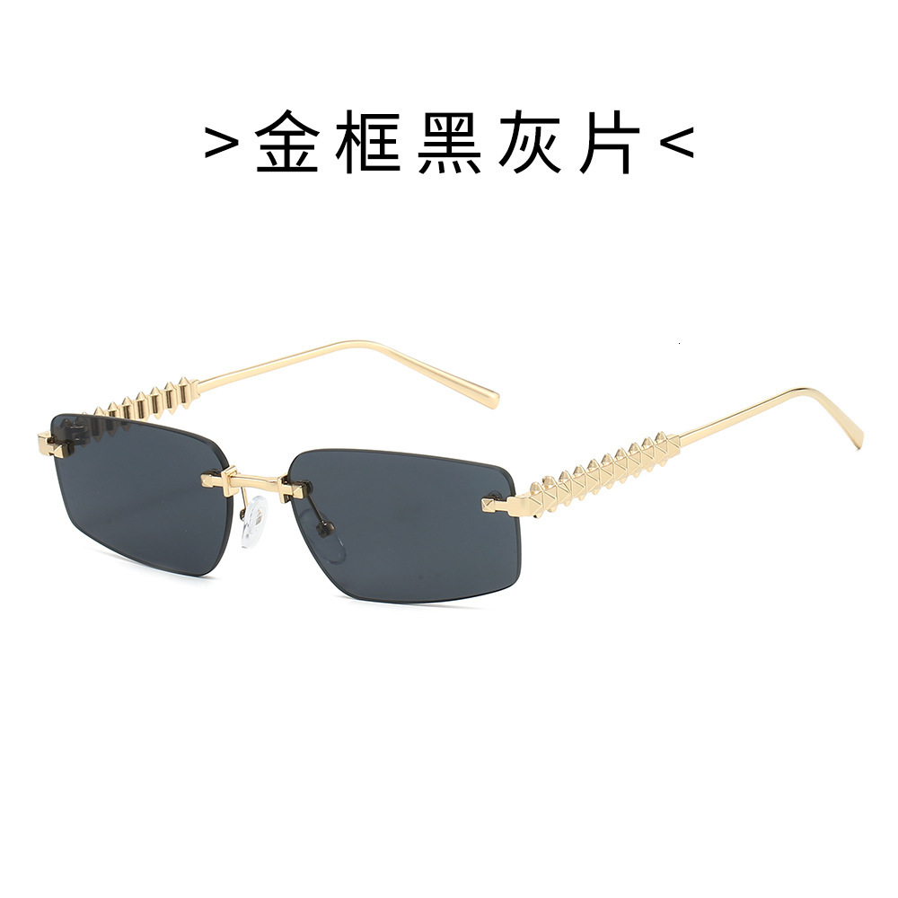 New with a European American high-end feel, personalized rivet-leg sunglasses, square cut-edge frameless sunglasses for men and women