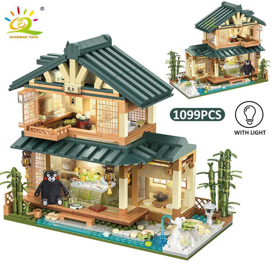 HUIQIBAO 1099PCS City Japanese Street View House Tatami Room Model Building Blocks DIY Architecture Bricks Toys for Children Z260305