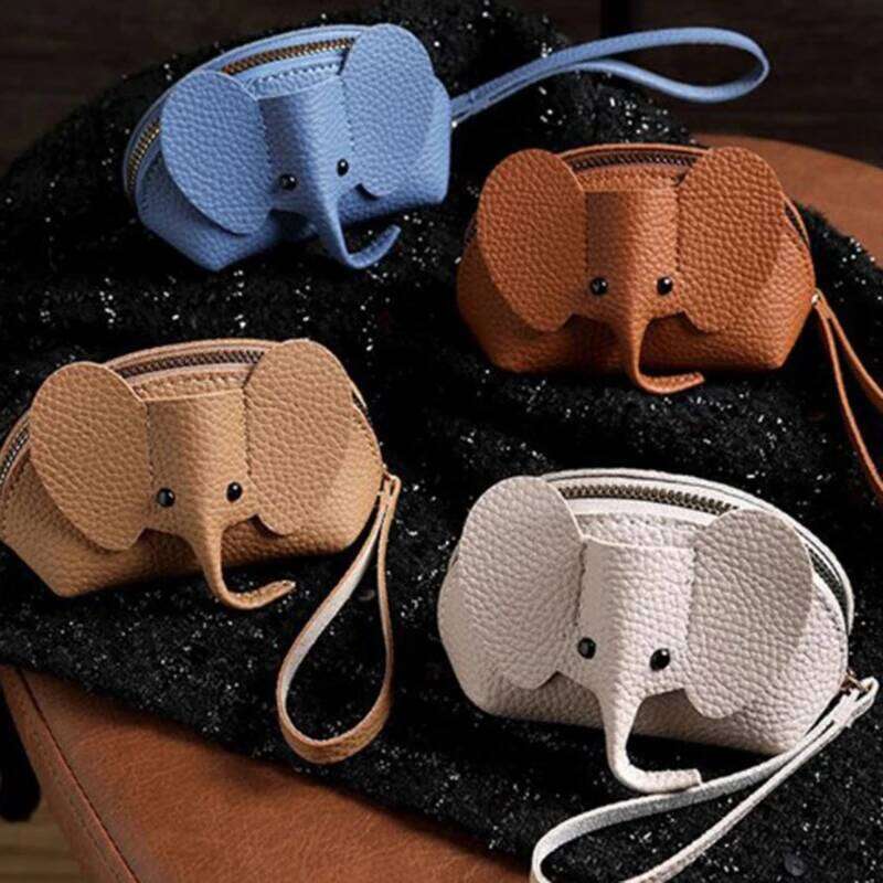 1pcs PU Leather Cute Elephant Money Bag Women Fashion Coin Purse With Ring Multifunctional Zipper Storage Bags Key Case C260304