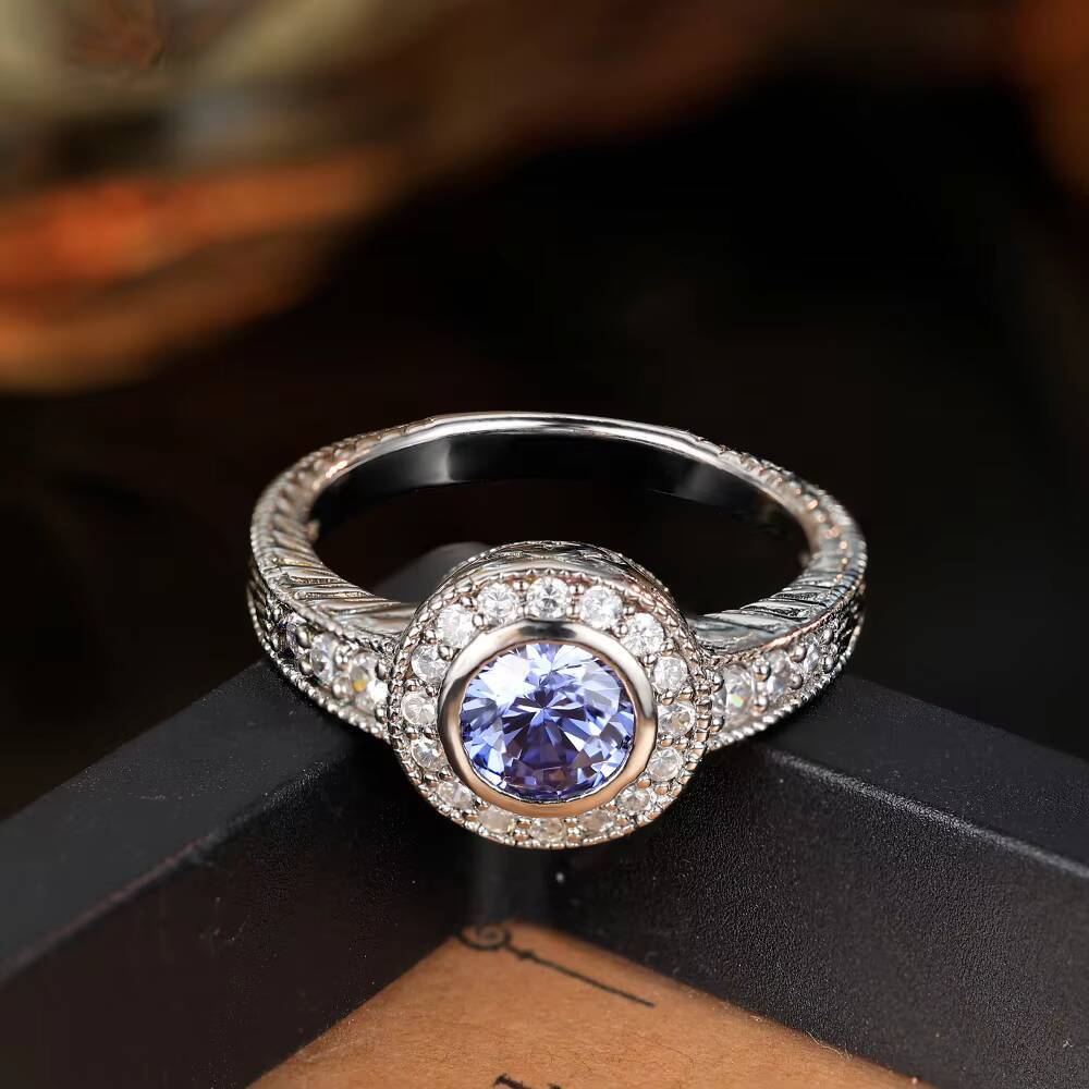 Grace Luxury Unisex Trendy 925 Silver Tanzanite Zircon Gemstone Jewelry Rings Custom Engagement Rings for Men