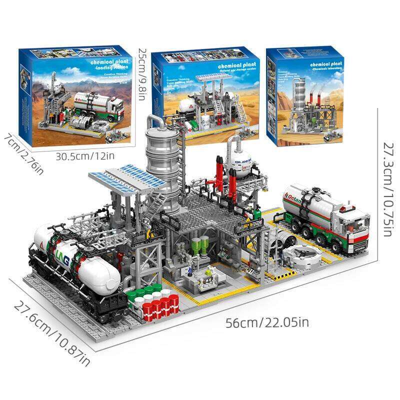 City Street View Building Blocks Natural Gas Storage Center Laboratory Transport Station 3 In 1 Assembly Model Bricks Kids Gifts Z260305