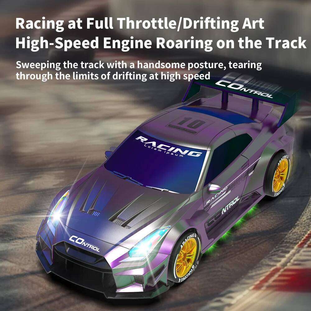 1:24 2.4G 4WD RC Drift with LED Light Remote Control Racing Vehicle Replaceable Tire Competition Race Car Toy Gift Q228 C260305