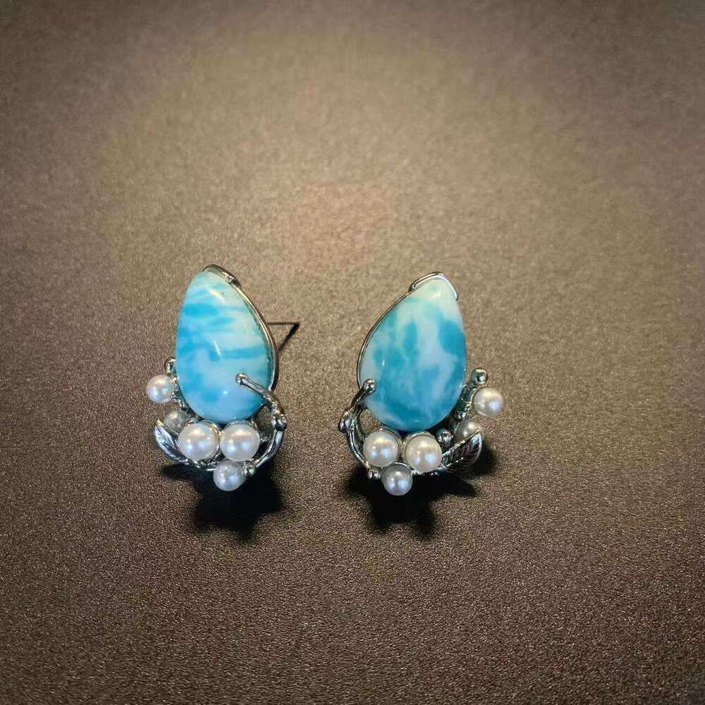 Vintage Purple Natural Stone Retro Women's Earrings Exquisite And Elegant Palace-Style Ear Accessories High-Quality