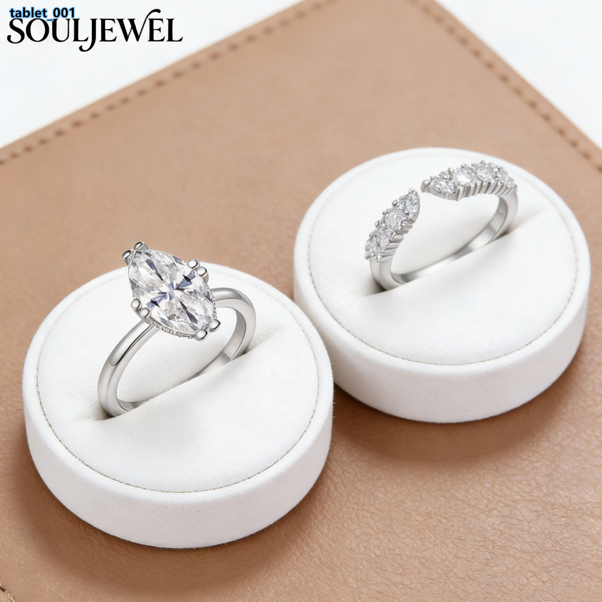 Souljewel Marquise Moissanite Combination Stacking Rings D Color VVS Sterling Silver Wedding Engagement Anniversary Bands