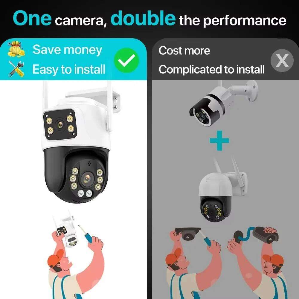 4K 8MP HD Wifi PTZ Outdoor 6MP Lens Dual Screen AI Auto Tracking IP Camera CCTV Audio Video Surveillance P2P iCSee 26W0306