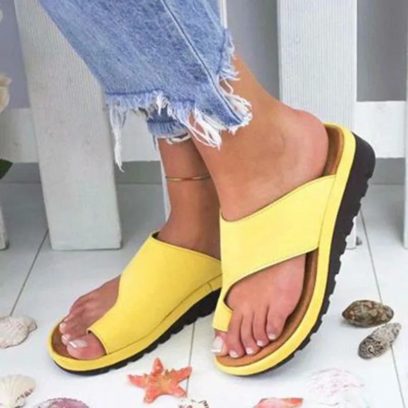 Women Shoes Sandals Orthopedic Corrector Ladies Sandals Flats Soft PU Leather Shoes Woman Sandals Flip Flops Sapato Feminino 260305