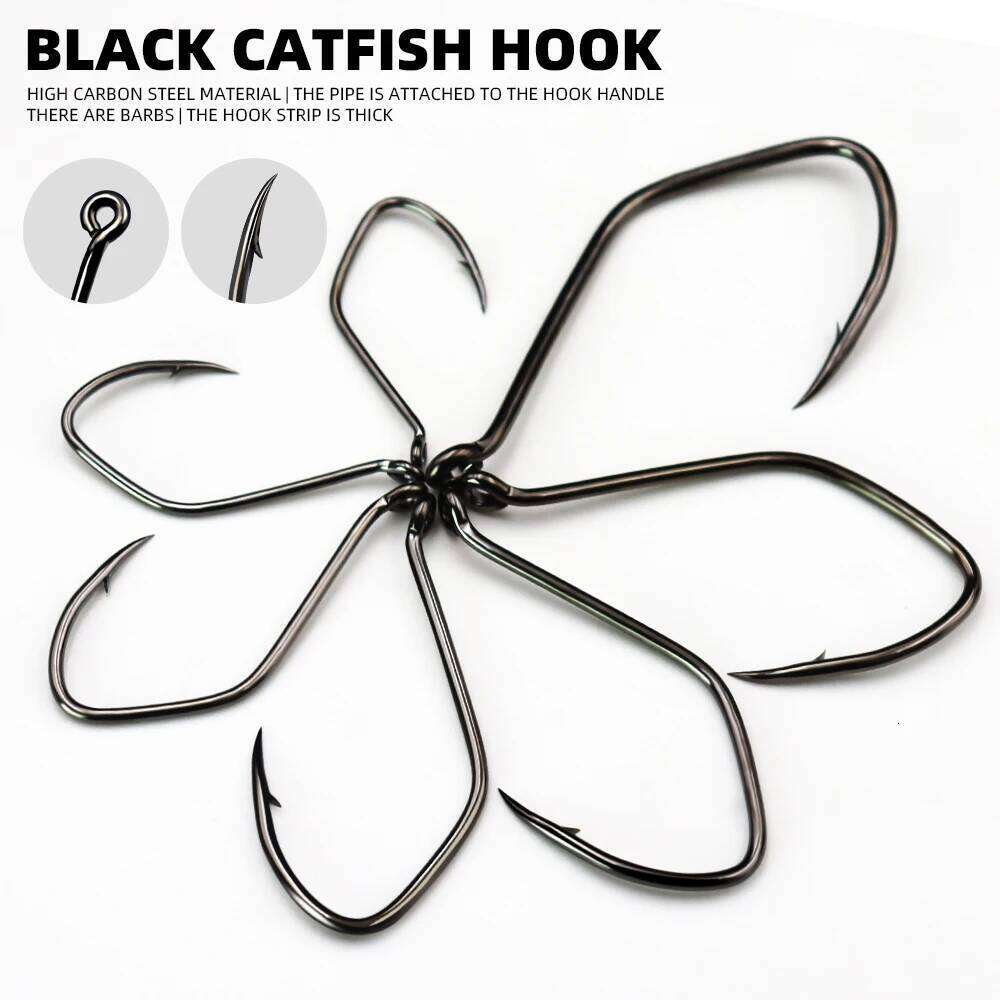 ZYZ 4~11pcs/Bag Black Bkk Size 1/0#-8/0# High Strength Catfish Fishing Hooks Freshwater Fishhooks S260305