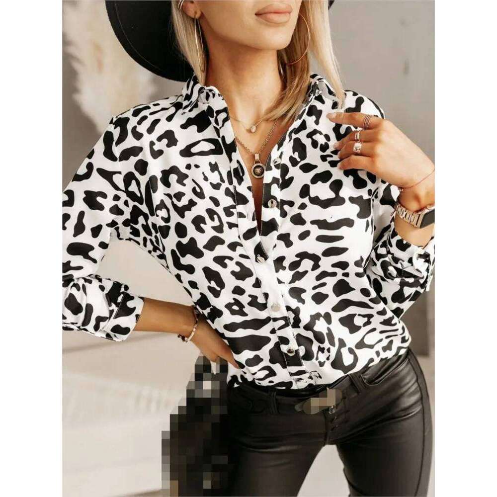 Women's New Spring Summer Fashionable Printed With A Collar Single Breasted Long Sleeved Loose Casual Shirt Top