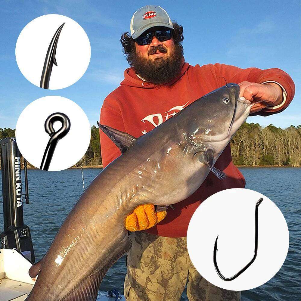 ZYZ 4~11pcs/Bag Black Bkk Size 1/0#-8/0# High Strength Catfish Fishing Hooks Freshwater Fishhooks S260305