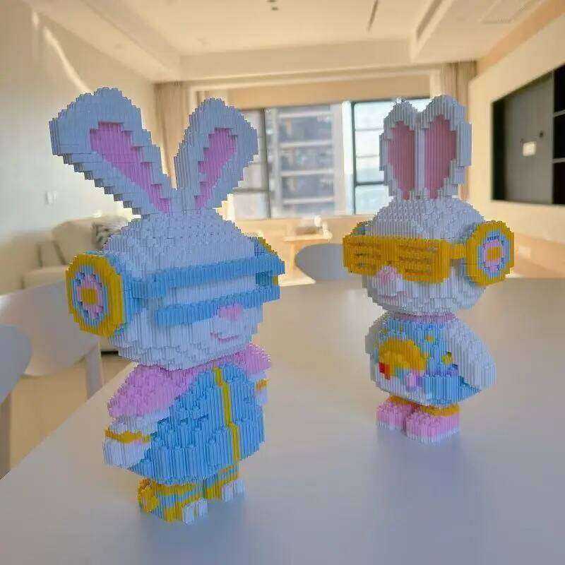 33CM Mini Colorful Rabbit 3D Model small particles Building Block Assembly Toy Cute Small Particle Puzzle Ornaments Kids Gift Z260305