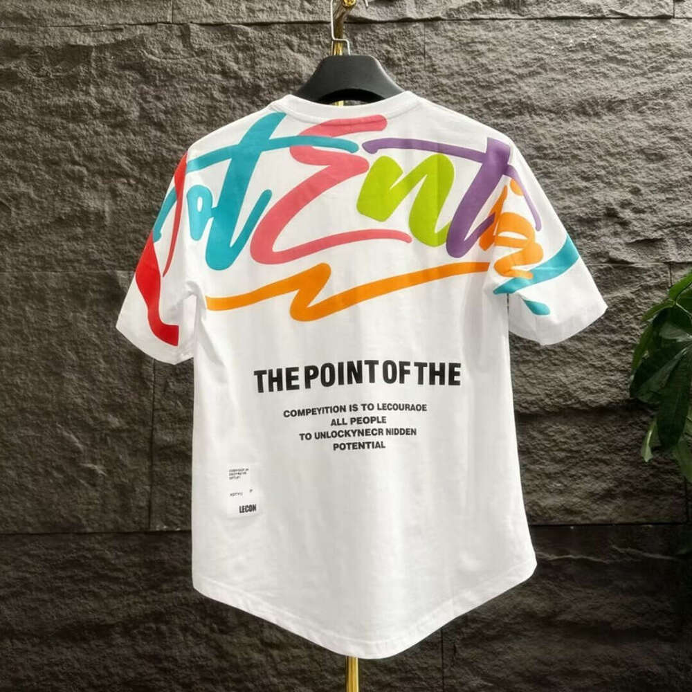2024 New Men's Short Sleeve T-Shirt Ins Trend Brand European and American Hip-Hop Style Crew Neck Graffiti Print Base Shirt Summer