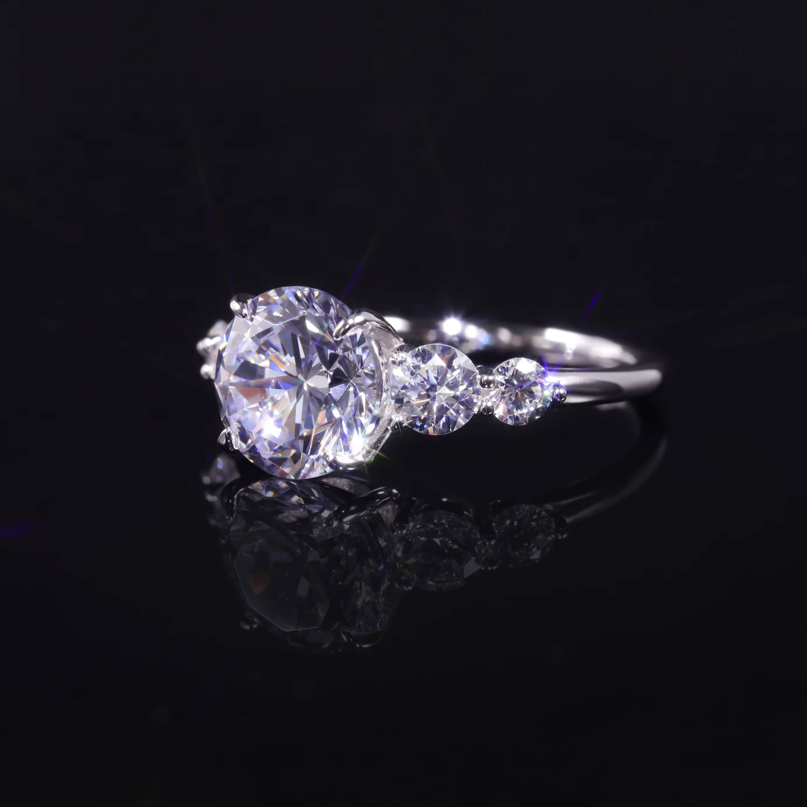 Abiding Five Stone Prong Setting 85mm 25CT VVS D Moissanite Diamond Round Brilliant Cut Big Stone Dinner Party Female Ring