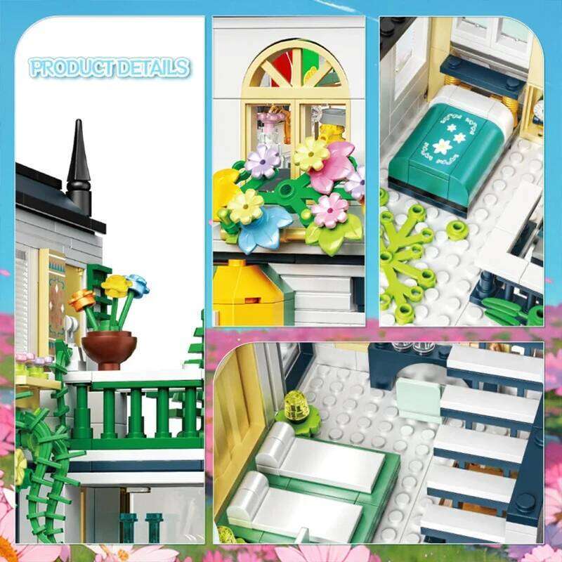 998PCS City Flower House Building Blocks Creative Plant Villa Model Bricks Desktop Ornaments Kids Educational Toys Holiday Gifts Z260305
