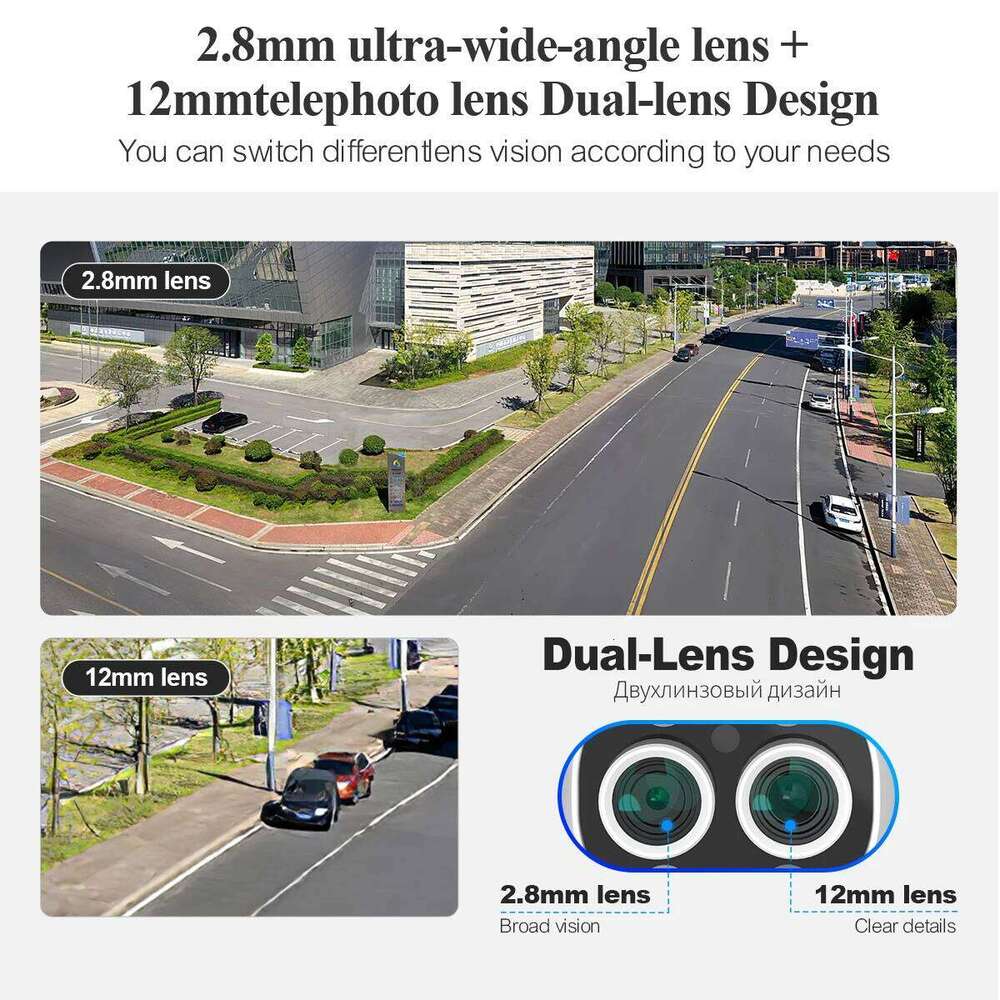 Techage 8MP PTZ Dual Lens POE IP Camera 8X Hybrid Zoom Auto Tracking Colorful Night Vision for Security Surveillance Kit 26W0306